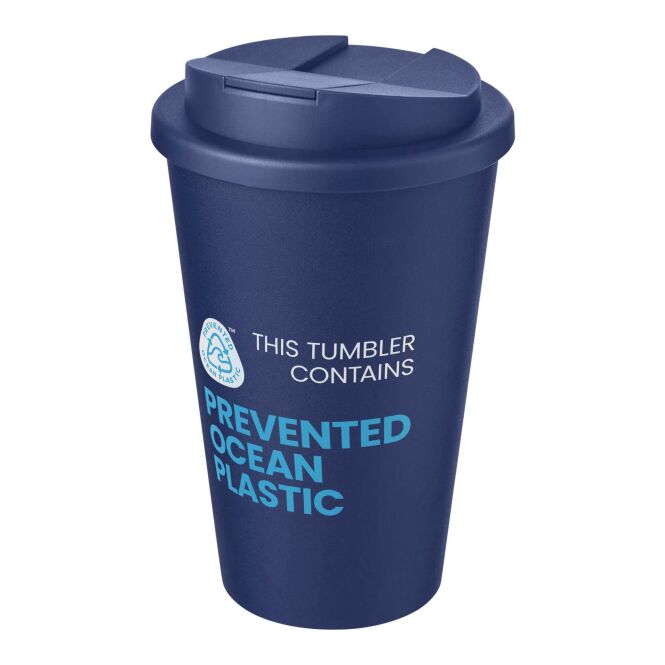 Werbeartikel Kaffee to go Becher Americano® POP – transparent blau – mit Logo bedruckt 350 ml nachhaltiger Mehrwegbecher für Events