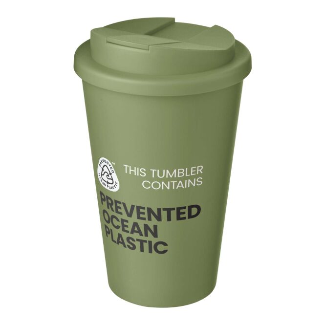 Werbeartikel Kaffee to go Becher Americano® POP – heather grün – mit Logo bedruckt 350 ml nachhaltiger Mehrwegbecher für Events