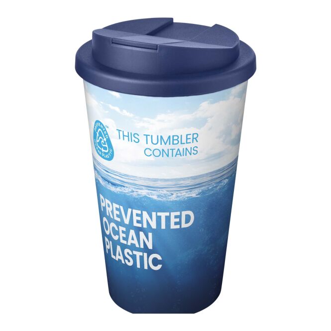 Werbeartikel Kaffee to go Becher Brite-Americano® POP – transparent blau – mit Logo bedruckt 350 ml für Events & Festivals