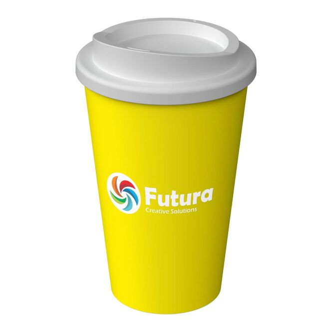 Werbeartikel Thermobecher Americano® Infiniti – gelb – mit Logo bedruckt 350 ml nachhaltiger Kaffee to go Becher für das Büro