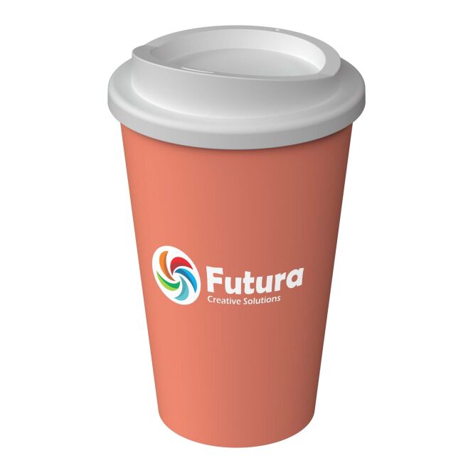 Werbeartikel Thermobecher Americano® Infiniti – koralle – mit Logo bedruckt 350 ml für das Mitarbeiter-Onboarding und Events