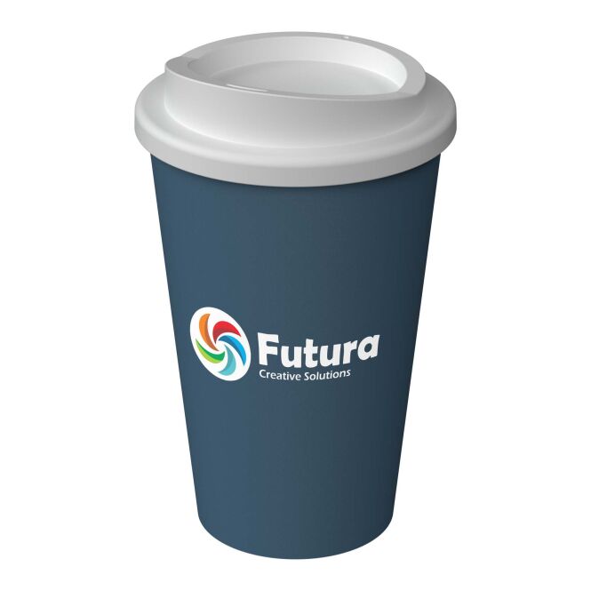 Werbeartikel Thermobecher Americano® Infiniti – hale blue – mit Logo bedruckt 350 ml für das Mitarbeiter-Onboarding und Events
