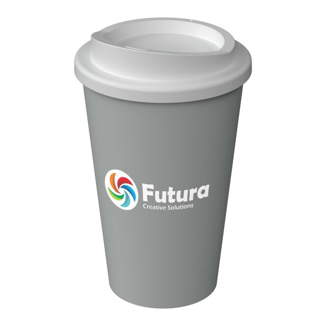 Firmengeschenk Thermobecher Americano® Infiniti – rock grey – mit Logo bedruckt 350 ml nachhaltig für die Büroküche