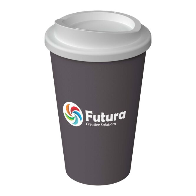 Kundengeschenk Thermobecher Americano® Infiniti – twilight grey – mit Logodruck 350 ml nachhaltiger Mehrwegbecher für das Büro