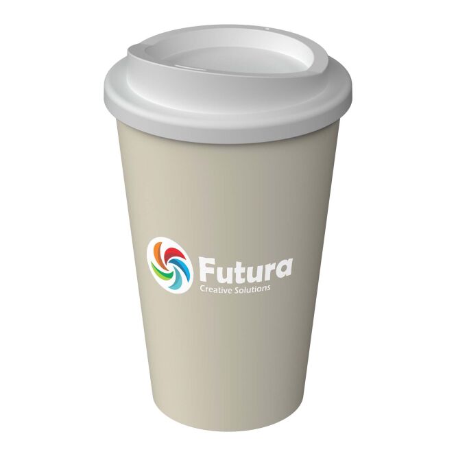 Firmengeschenk Thermobecher Americano® Infiniti – sandstone – mit Logodruck 350 ml nachhaltig für die Büroküche
