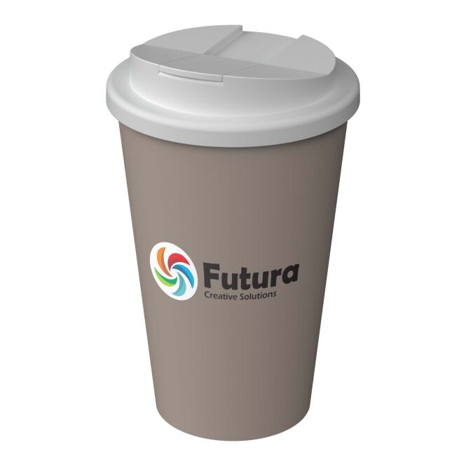 Werbeartikel Thermobecher Americano® Infiniti – greige – mit Logo bedruckt 350 ml nachhaltiger Mehrwegbecher für das Büro