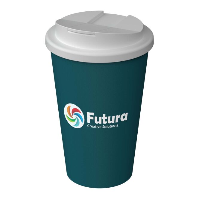 Firmengeschenk Thermobecher Americano Infiniti – deep sea green – mit Logodruck 350 ml nachhaltig für das Mitarbeiter-Onboarding