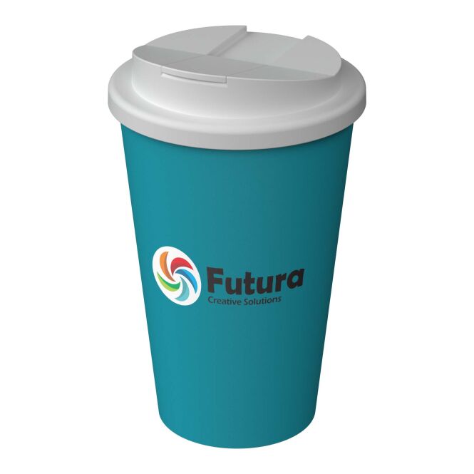 Werbeartikel Thermobecher Americano® Infiniti – lake blue – mit Logo bedruckt 350 ml nachhaltiger Mehrwegbecher für Events
