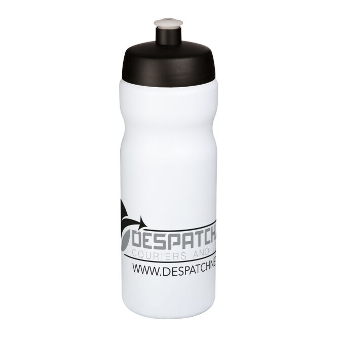 Sport-Werbemittel Sportflasche Baseline® Plus – schwarz-weiss – mit 48h Express-Druck 650 ml auslaufsicher für Sportevents & Turniere