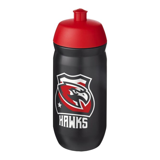 Sport-Werbemittel HydroFlex™ Sportflasche – rot-schwarz – mit 48h Express-Druck 500 ml MDPE-Kunststoff auslaufsicher für Sportevents & Turniere