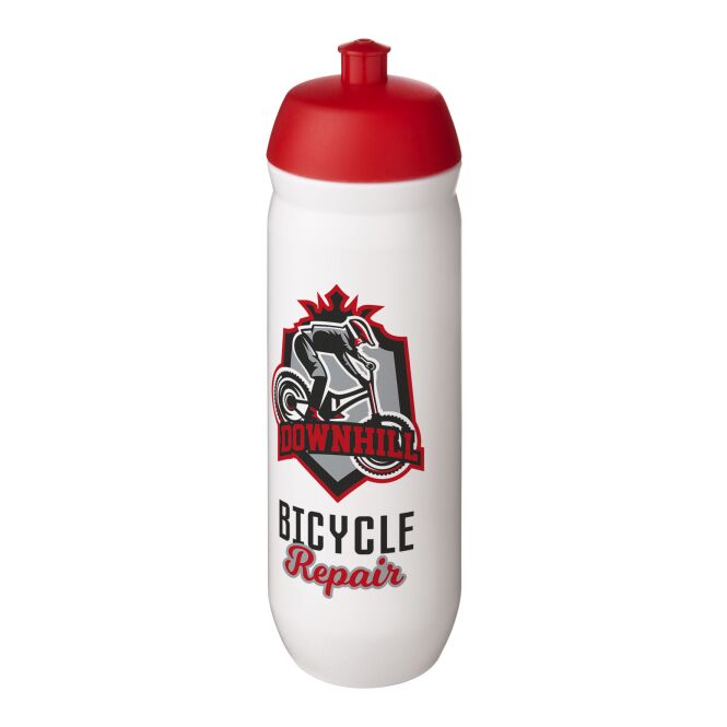 Werbeartikel HydroFlex™ 750 ml Sportflasche – rot-transparent weiss – im 48h Express-Druck 750 ml MDPE-Kunststoff auslaufsicher für Sportevents