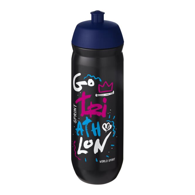 Sport-Werbemittel Sportflasche HydroFlex™ – blau-schwarz – mit 48h Express-Druck 750 ml Kunststoff für Sportevents & Turniere
