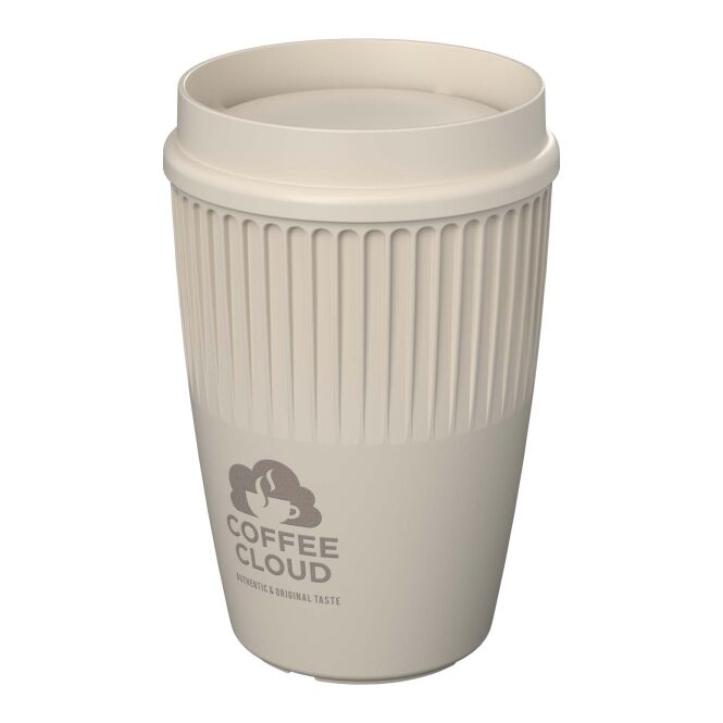 Werbeartikel Kaffee to go Becher Cirrus POP – sandstone – mit Logo bedruckt 350 ml nachhaltiger Mehrwegbecher für Events & Festivals