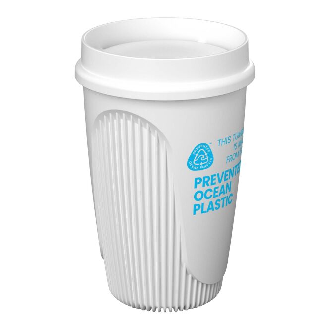 Werbeartikel Kaffee to go Becher Alto POP – weiss – mit Logo bedruckt 350 ml nachhaltiger Mehrwegbecher für Büro und Events