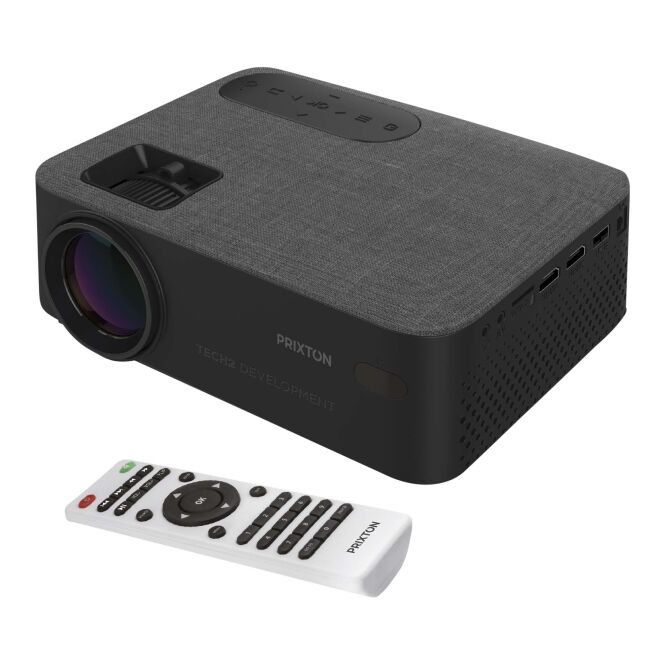 Kundengeschenk Mini-Beamer Prixton Lumiére – schwarz – mit 48h Express-Druck 100 ANSI Lumen LED tragbarer Projektor für Geschäftspartner