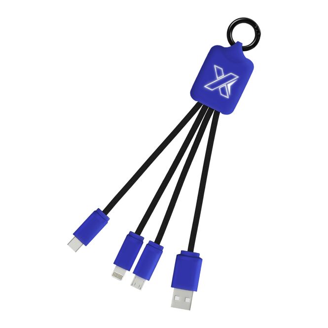 Streuartikel 3-in-1 Multi-Ladekabel SCX.design C15 – reflex blue-schwarz – mit Logo bedruckt 48h Express-Druck nachhaltig aus recyceltem PET