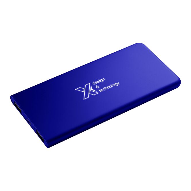 Firmengeschenk Powerbank SCX.design P15 – reflex blue – mit Logo bedruckt 48h Express-Druck 5000 mAh 3-in-1 Kabel 138x66x8,5mm fürs Onboarding