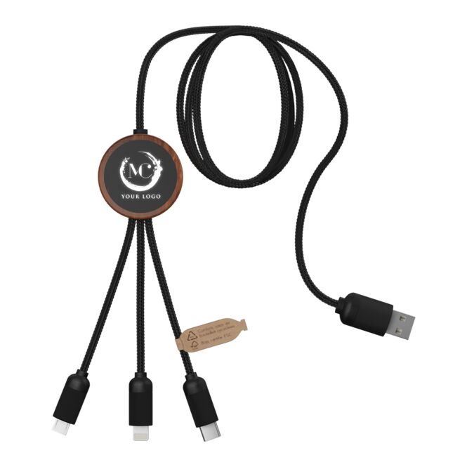 Werbeartikel 3-in-1 Ladekabel SCX.design C36 – holz – mit Logo bedruckt 48h Express-Druck 1m nachhaltig für den Büroalltag