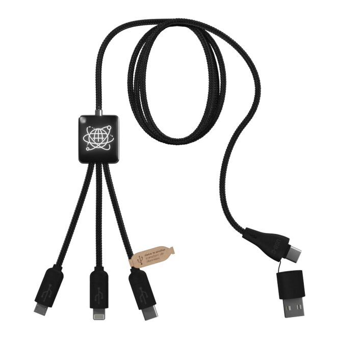 Streuartikel 5-in-1 Ladekabel SCX.design C45 – schwarz – mit Logo bedruckt 48h Express-Druck nachhaltiges rPET für den Büroalltag 1m