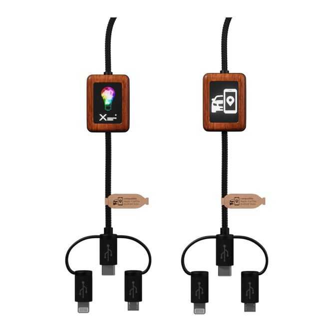 Premium-Werbeartikel SCX.design C46 5-in-1 Ladekabel – schwarz – mit Logo bedruckt 48h Express-Druck nachhaltig 1m für den Büroalltag
