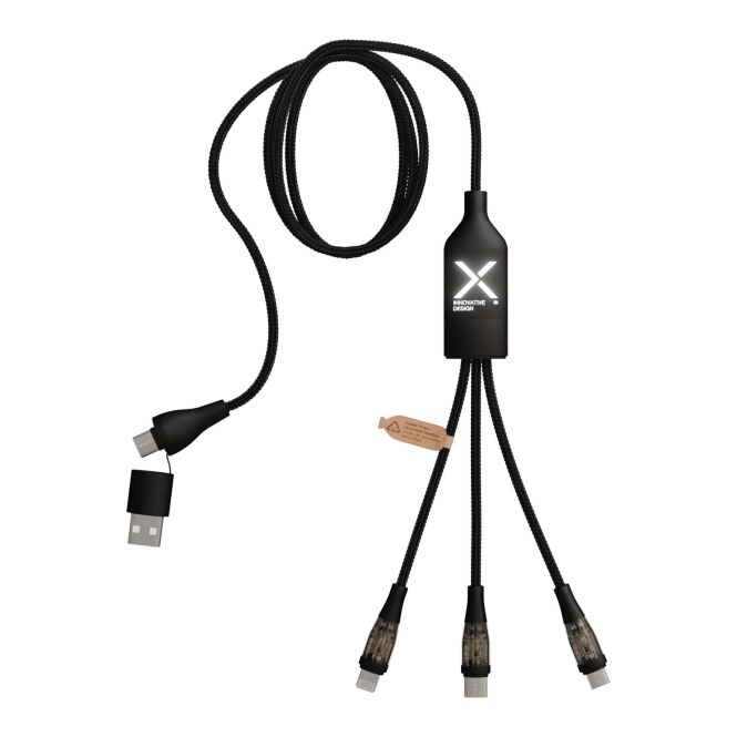Werbeartikel 5-in-1 Schnellladekabel SCX.design C50 – schwarz – mit Logo bedruckt 48h Express-Druck 100W/5A USB-C für den Büroalltag