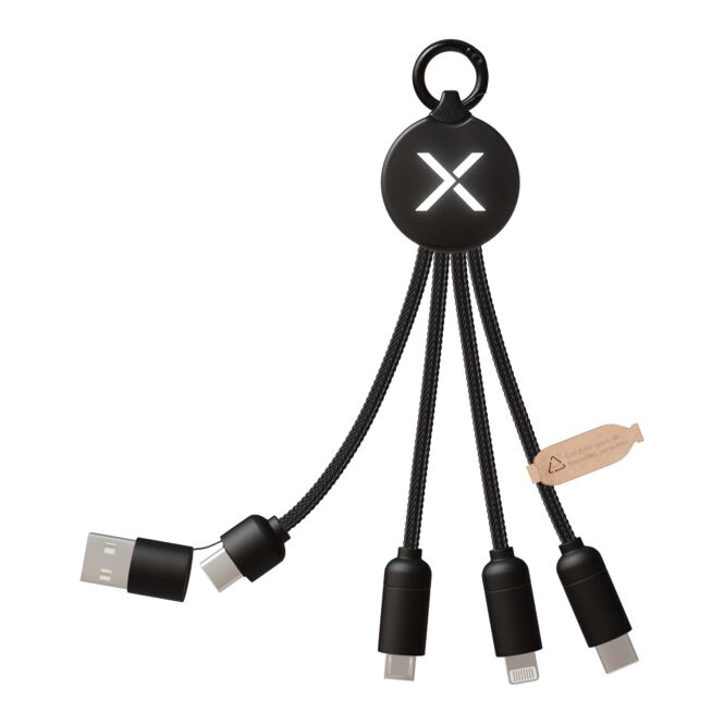 Werbeartikel SCX.design C14 15W 5-in-1 Ladekabel – schwarz – mit Logo bedruckt 48h Express-Druck nachhaltig für den Büroalltag