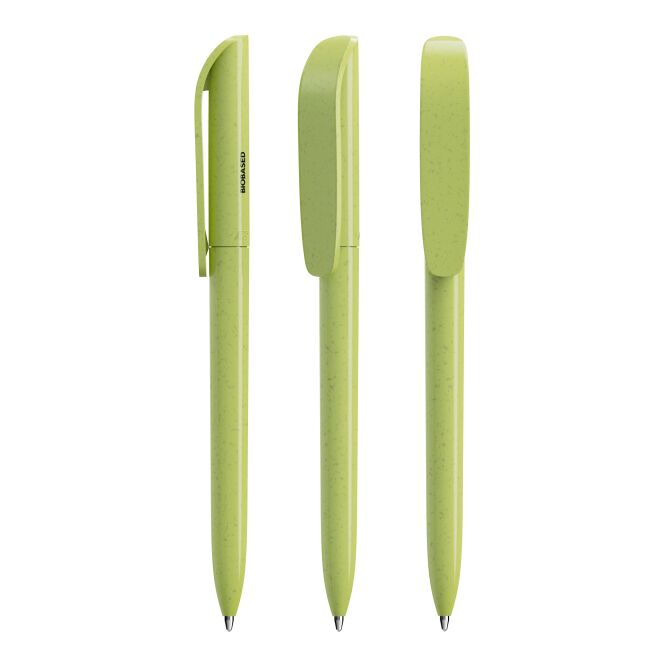 Firmengeschenk Kugelschreiber BIC® Super Clip Origin – apfelgrün – mit Werbedruck aus erdölfreiem Polymer nachhaltiges Schreibgerät