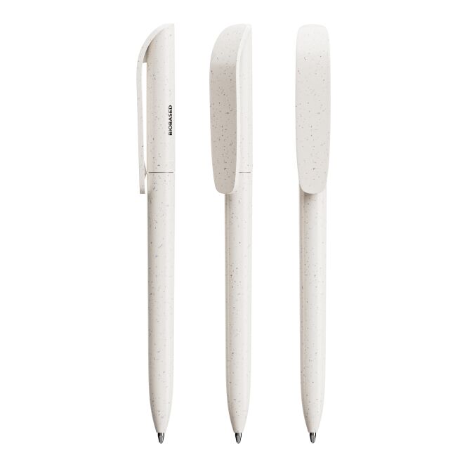 Firmengeschenk Kugelschreiber BIC® Super Clip Origin – weiss – mit individuellem Werbedruck aus erdölfreiem Polymer nachhaltiges Schreibgerät