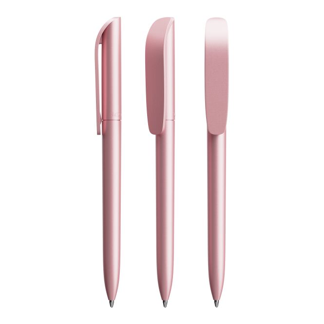 Werbeartikel BIC® Super Clip Glacé – pink – mit Logo bedruckt als Drehkugelschreiber für den Büroalltag