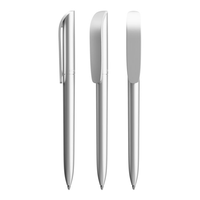 Werbeartikel BIC® Super Clip Glacé – silber – mit Logo bedruckt Dreh-Kugelschreiber für den Büroalltag