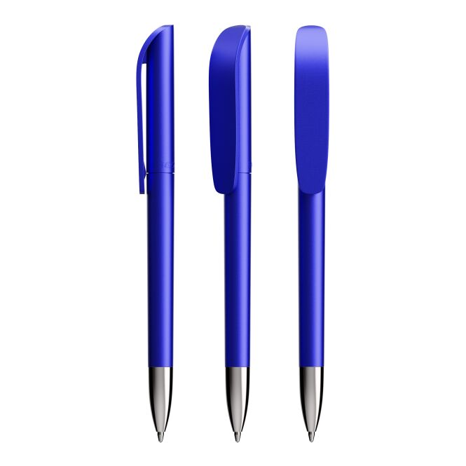 Firmengeschenk BIC Super Clip Glacé Advance – blaues glacé – mit Logo bedruckt als nachfüllbarer Druckkugelschreiber für den Büroalltag