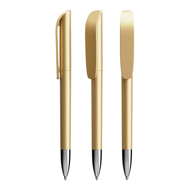 Firmengeschenk BIC® Super Clip Glacé Advance – gold – mit Logo bedruckt als nachfüllbarer Druckkugelschreiber für den Büroalltag