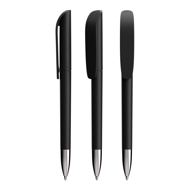 Kundengeschenk BIC Super Clip Soft Advance – schwarz – mit Logo bedruckt als hochwertiger Druckkugelschreiber für den Büroalltag