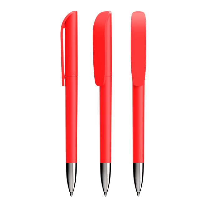 Kundengeschenk BIC Super Clip Soft Advance – rot – mit Logo bedruckt, Druckkugelschreiber für den Büroalltag