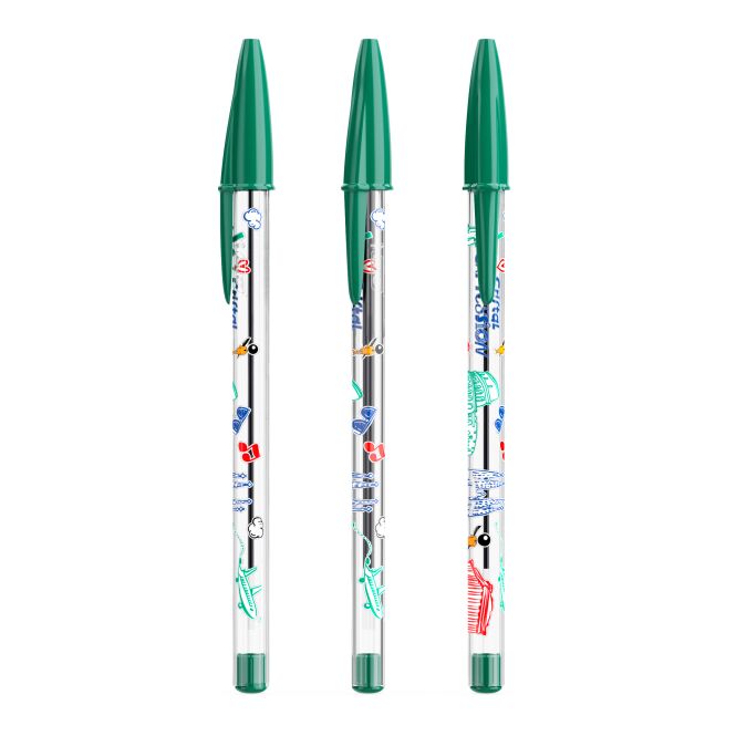 Werbeartikel Tintenroller BIC® Cristal® Expression – apfelgrün – mit Logo bedruckt für den Büroalltag und als Messe-Giveaway