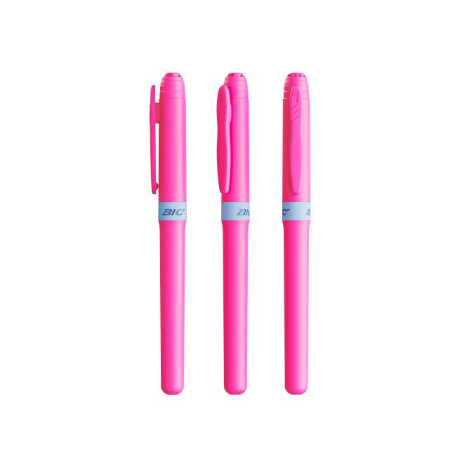Werbeartikel BIC Brite Liner Grip Leuchtmarker – pink – mit Logo bedruckt für den Büroalltag