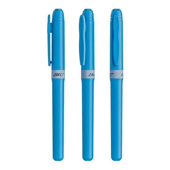 Werbeartikel BIC® Brite Liner® Grip Leuchtmarker – hellblau – mit Logo bedruckt für den Büroalltag