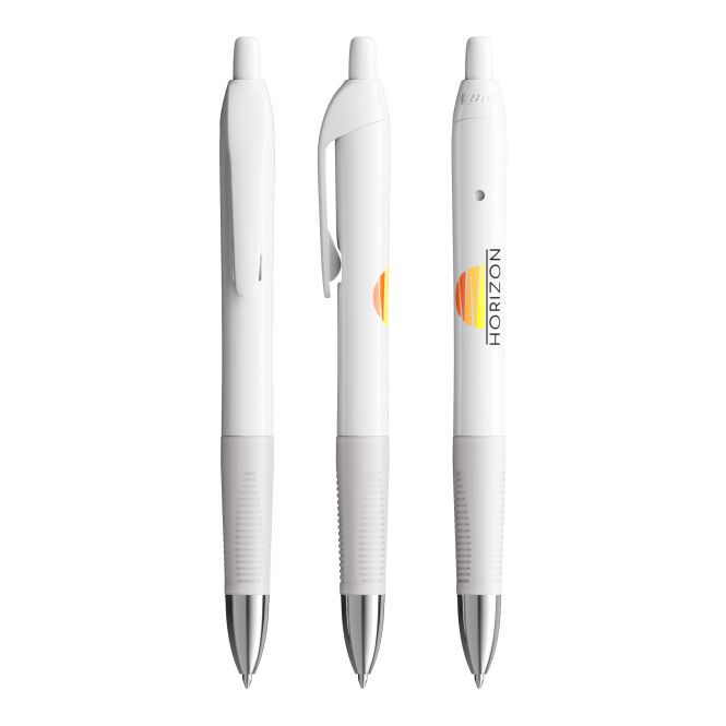 Werbeartikel BIC® Intensity® Gel Clic – weiss – mit Logo bedruckt, blauschreibend als Druckkugelschreiber für den Büroalltag