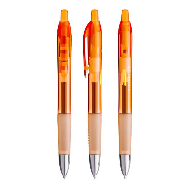 Werbeartikel BIC® Intensity® Gel Clic – orange – mit Logo bedruckt als Druckkugelschreiber blau schreibend für den Büroalltag