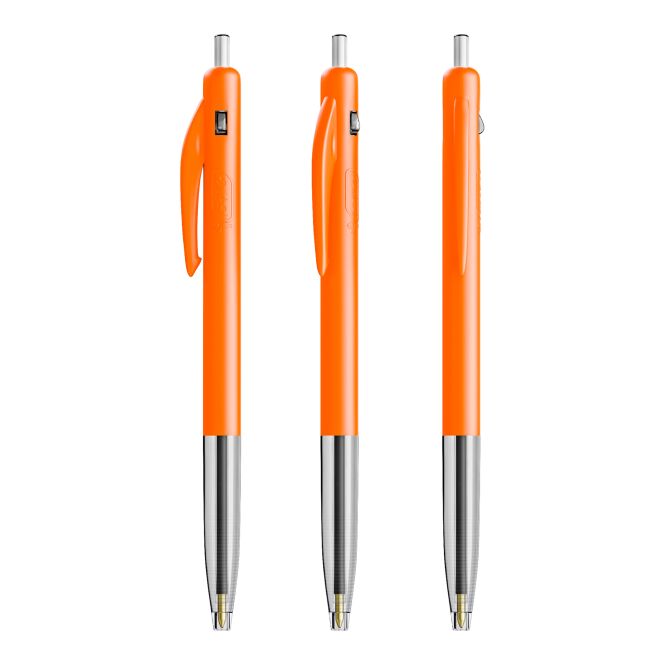 Werbeartikel BIC M10 Clic Druckkugelschreiber – orange – mit Logo bedruckt als Messe-Giveaway