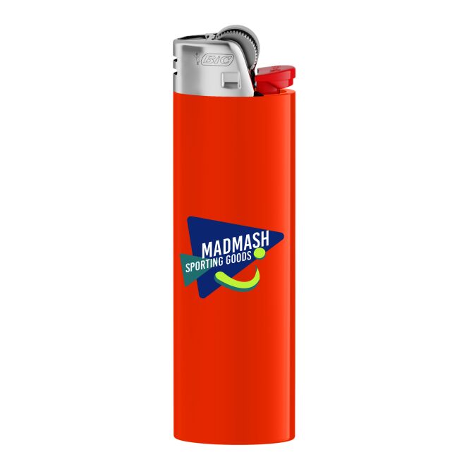 Werbeartikel BIC J26 Feuerzeug – warmes orange – mit Logo bedruckt 25x82x15mm mit Kindersicherung als Streuartikel für Messen & Events