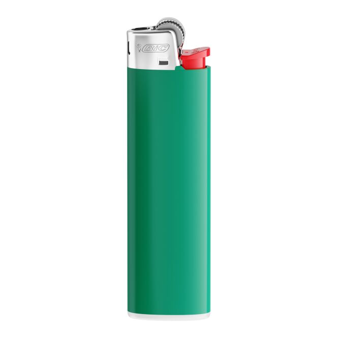 Werbegeschenk BIC J23 Slim-Feuerzeug – grün – mit Logo bedruckt und zweiseitig bedruckbar, mit Reibrad-Zündung als Giveaway für Events