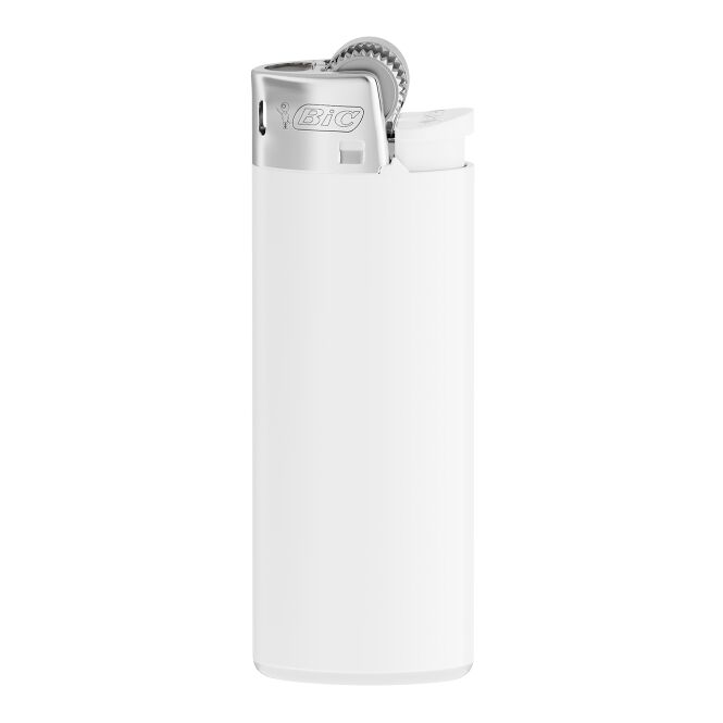 Firmengeschenk BIC J25 Standard Feuerzeug – weiss – mit Logo bedruckt, Reibrad-Zündung, Kindersicherung, ideal für Gastronomie & Hotellerie
