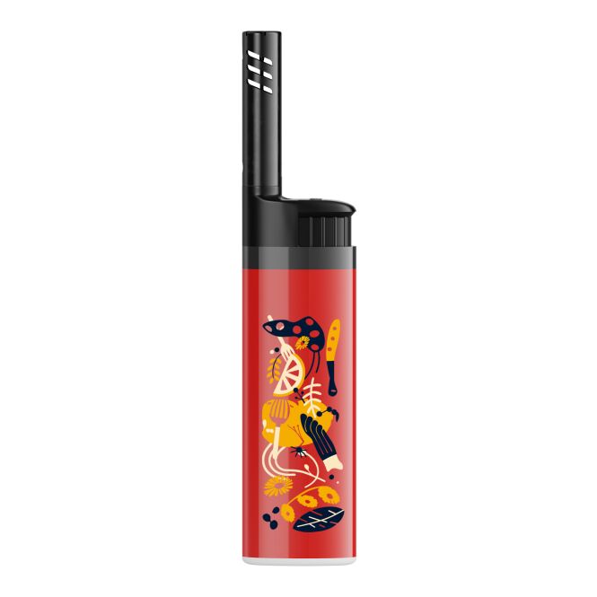 Werbeartikel BIC EZ Reach Feuerzeug – transparent rot – mit Logo bedruckt, 3,5 cm Stab, mit Kindersicherung als Giveaway für Events