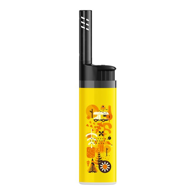 Werbeartikel BIC EZ Reach Feuerzeug – gelb – mit Logo bedruckt, 3,5 cm Stab, mit Piezo-Zündung als günstiges Giveaway für Events