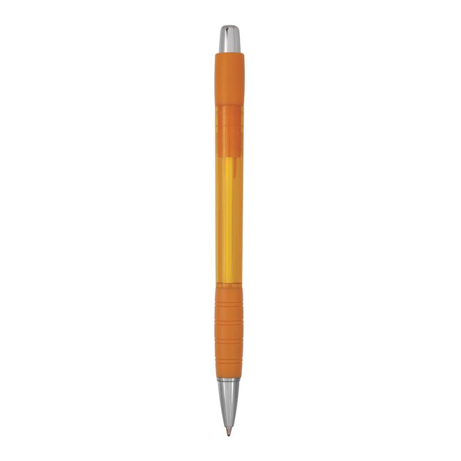 Werbeartikel Striped Grip Druckkugelschreiber – orange – mit Logo bedruckt für den Büroalltag