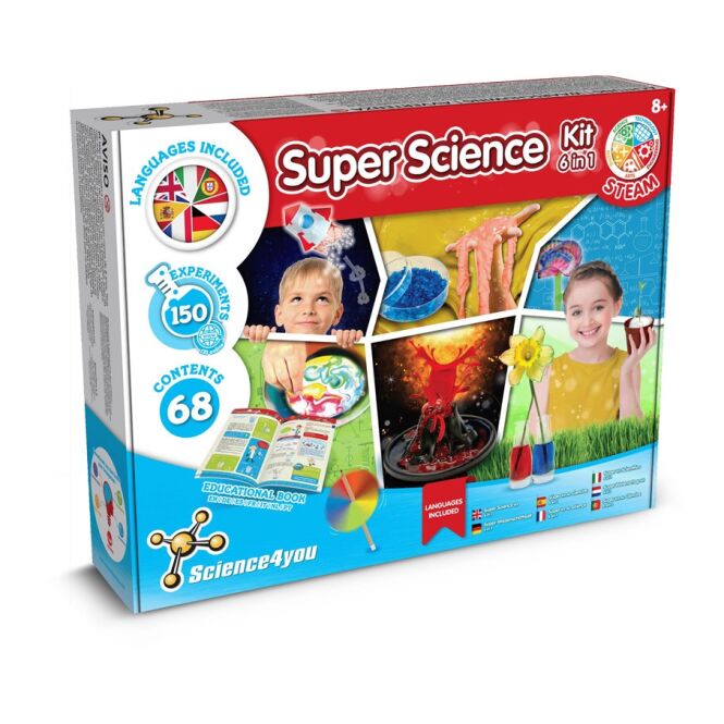 Werbegeschenk 6 in 1 Super Science Kit I. Lernspiel für Kinder – gemischt – mit Logo bedruckt 380x290x80mm für Firmen-Events