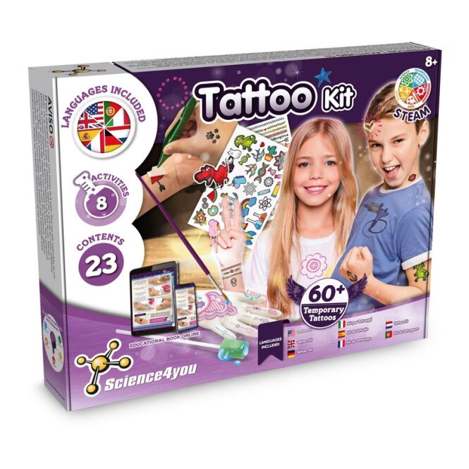 Werbeartikel Lernspiel Tattoo Factory Kit I – gemischt – mit Logo bedruckt 23-teilig 230x220x65mm für Messen & Promotion