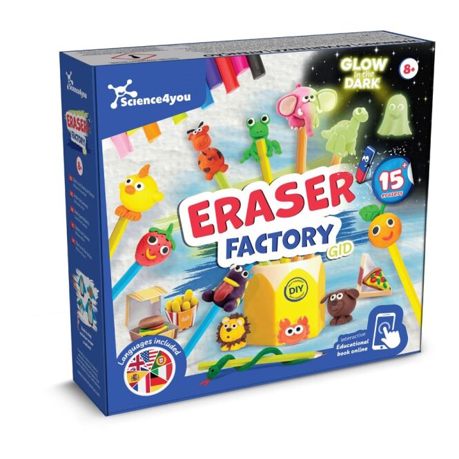 Werbeartikel Radiergummi-Fabrik RUBBER FACTORY – gemischt – mit Logo bedruckt 239x222x62 mm für Messen & Promotion