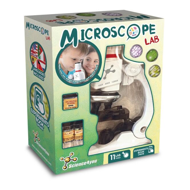 Werbeartikel Mikroskop-Lernset Microscope – gemischt – mit Logo bedruckt 90x186x241mm für Messen & Promotion